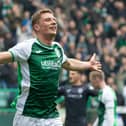 Will Fish celebrates a goal for Hibs against St Mirren. The defender is due to return to Easter Road on a second season-long loan deal. Picture: Ross Parker/SNS Group