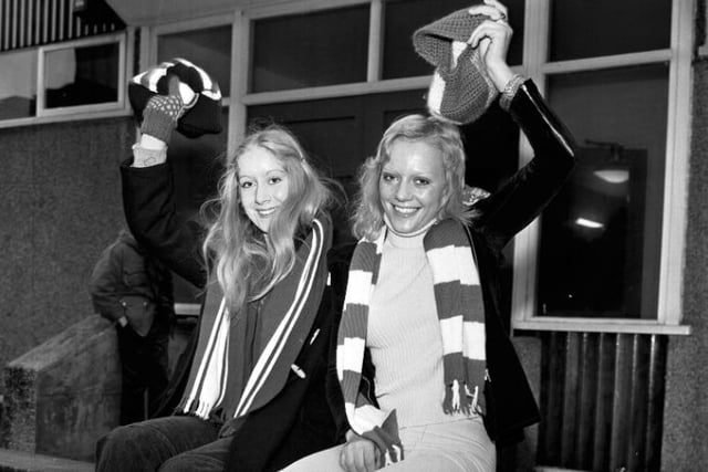 Hibs fans Maureen Mayworth and Tina Neil prepare to leave for Hampden