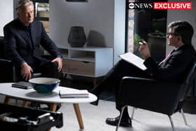 This image released by ABC News shows actor-producer Alec Baldwin, left, during an interview with â€œGood Morning Americaâ€ co-anchor George Stephanopoulos. The hour-long interview about the fatal shooting on the set of Baldwin's film â€œRust,â€ will air Thursday, Dec. 2 at 9 p.m. EST on ABC. (Jeffrey Neira/ABC News via AP)