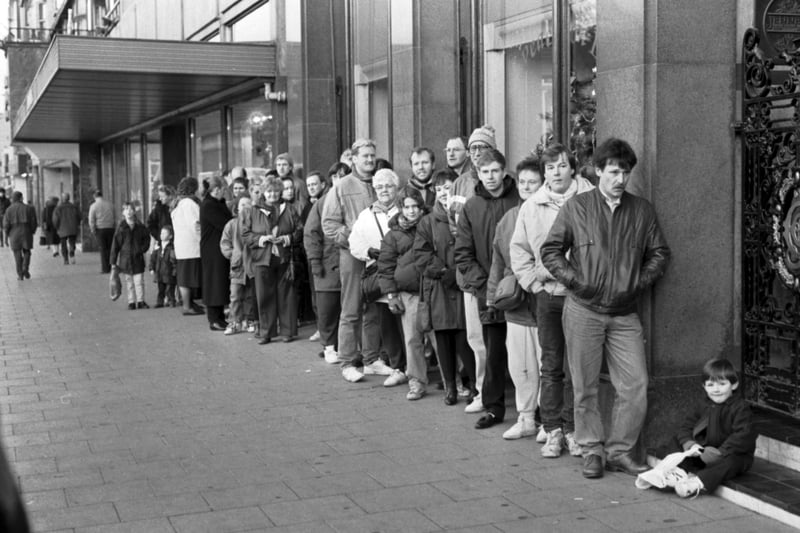 William Blaikie heads the queue outside Jenners, the Edinburgh department store, hoping to get a Thunderbirds Rescue Pack, one of the must-have toys for Christmas 1992, in the days before expensive games consoles, ipads and other electrical items were what kids were after from Santa.