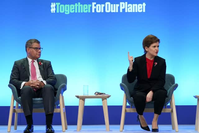 COP26 president Alok Sharma MP and Nicola Sturgeon take part in the COP26 summit (Picture: Ian Forsyth/Getty Images)