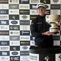 Kieran Cantley shows off the trophy after his two-shot success in the Porthlethen Classic, the fourth event of the season on Tartan Pro Tour. Picture: Tartan Pro Tour