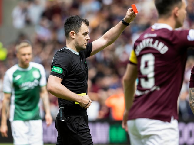 Referee Don Robertson sends off Alex Cochrane