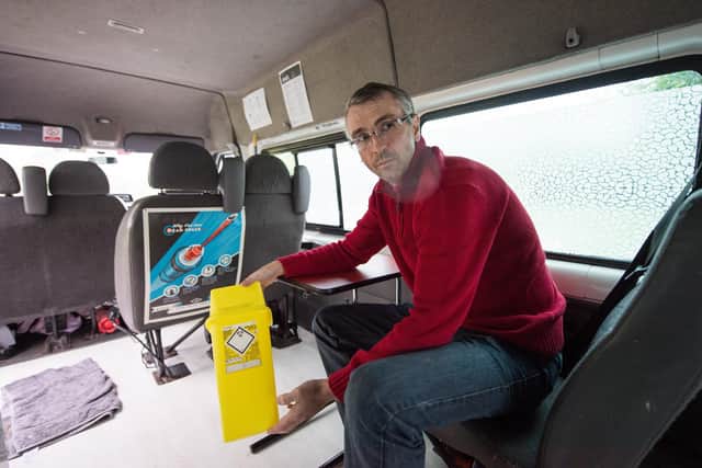 Campaigner Peter Krykant operated a drugs consumption room in a converted ambulance.  Picture: John Devlin.