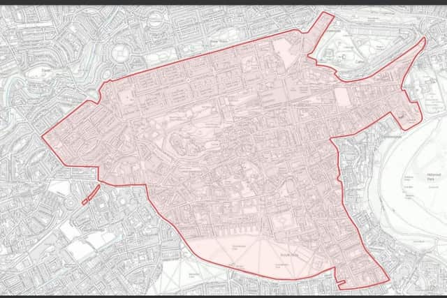 A map showing the boundaries of Edinburgh's proposed low-emission zone