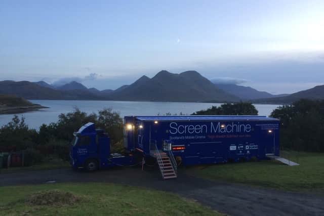 The Screen Machine mobile cinema service, seen here parked up on the Isle of Raasay, has operated across Scotland since 1998.
