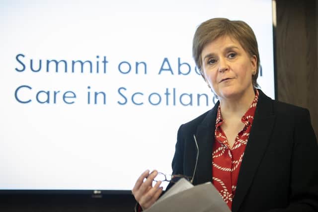 First Minister Nicola Sturgeon speaks during a summit on abortion care held at Hilton Edinburgh Carlton hotel, Edinburgh