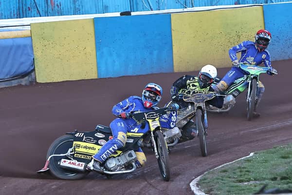 Monarchs captain Paco Castagna leads Kyle Howarth and Kye Thomson. Picture: Jack Cupido.