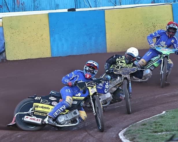 Monarchs captain Paco Castagna leads Kyle Howarth and Kye Thomson. Picture: Jack Cupido.