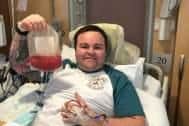 Gareth Glynn donating stem cells in hospital said he is 'pleased' to be able to help cancer patients have longer with their family.