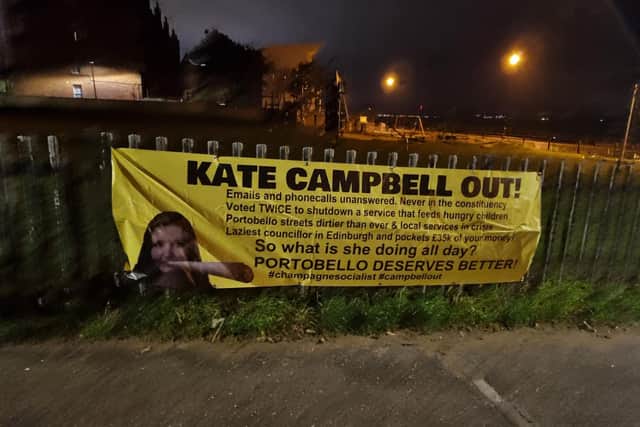 Banner on portobello promenade has been widely condemned