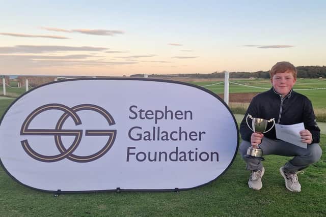 Swanston's Harry Williamson won the Handicap Trophy in the Stephen Gallacher Foundation Race to Dunbar Final. Picture: SGF