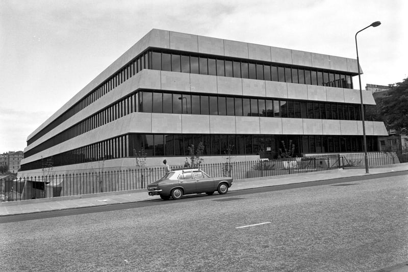 The exterior of the Royal Bank of Scotland computer centre in Dundas Street, Edinburgh, July 1981.