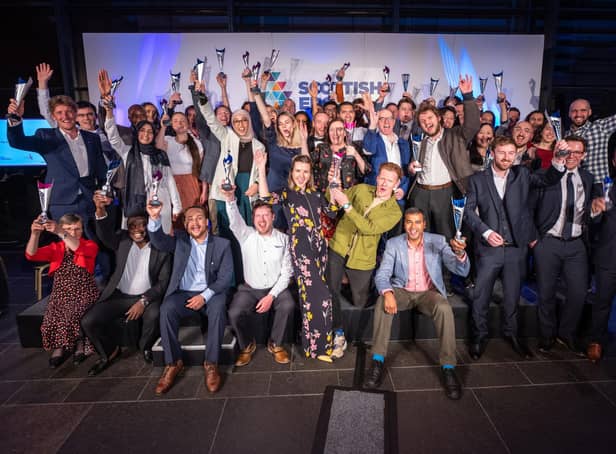 The latest recipients of the awards and funding celebrate. Scottish Edge is the biggest funding competition for high growth potential businesses. Picture: Sandy Young