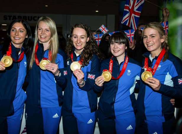 Edinburgh curler Jennifer Dodds, centre, won Olympic gold at the most recent winter games in Beijing. Picture: SNS