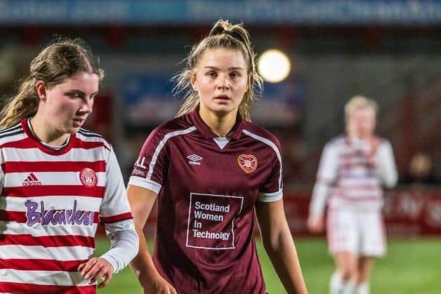 Hearts' Maria McAneny and her team-mates will face off against Kilmarnock for a place in the Scottish Cup semi-finals on Friday evening. Picture: David Mollison
