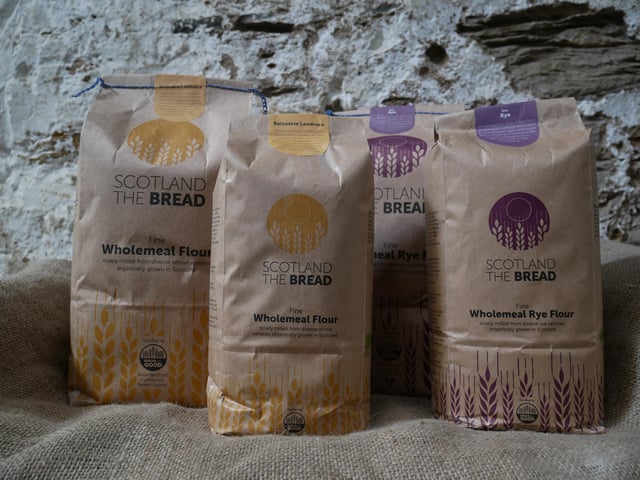 Scotland the Bread is a collaborative project to grow better grain and bake better, more sustainable bread. They use low energy mills to produce their flour while creating no waste from the grain. By supplying locally, they are able to reduce transport emissions in the supply chain. The traditional grains used in production were meticulously researched and chosen for their suitability for the Scottish growing conditions and climate, their biodiversity, high levels of vitamins and minerals, and their exceptional flavour.