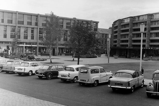 The new Dalkeith Shopping Centre, featuring a contemporary fountain in the courtyard, pictured in July 1965.