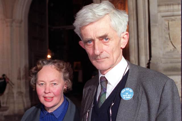 Dr Jim Swire and his wife Jane, leaving London's Westminster Abbey in 1998 following an Act of Remembrance service on the 10 Anniversary of the Lockerbie disaster. Picture: Toby Melville/PA