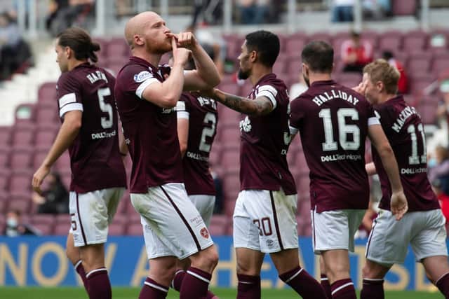 Liam Boyce scored from the penalty spot for Hearts.