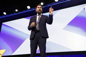 First Minister Humza Yousaf speaks at the SNP conference in the debate on independence strategy.  Picture: Jeff J Mitchell/Getty Images.