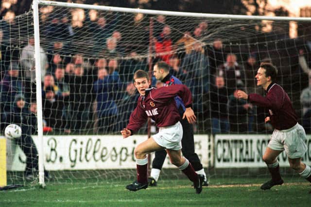 Kenny Miller scores for Stenhousemuir during his loan spell in 1999.