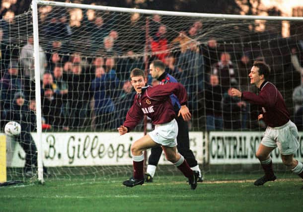 Kenny Miller scores for Stenhousemuir during his loan spell in 1999.