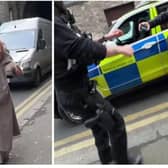 Two Edinburgh police officers have come under fire after pulling over during an armed patrol for a selfie with Tallia Storm. Photos: Tallia Storm / TikTok