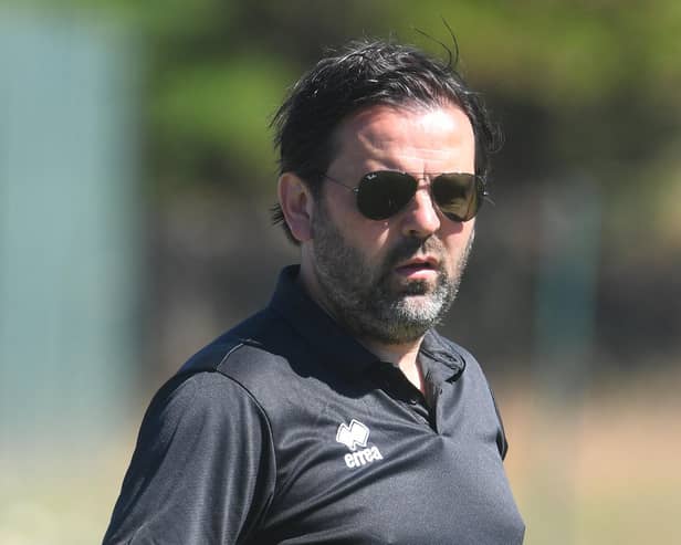 Paul Hartley during a pre-season friendly match between Hibs and Hartlepool United this summer. Picture: SNS