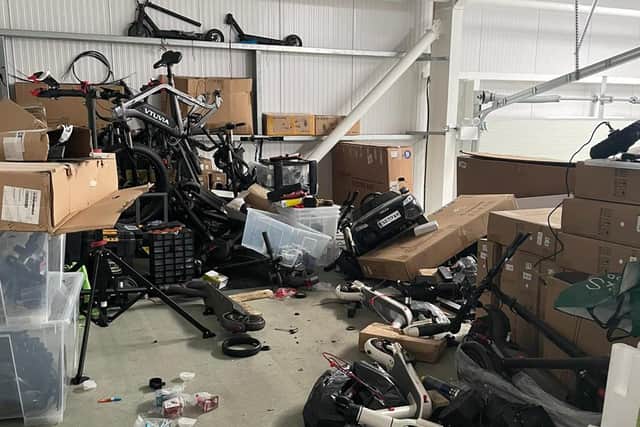 The mess left upstairs following the raid at the Scoot-A-Boot premises in Loanhead.