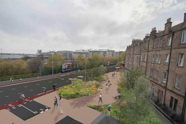 Artist's impression of the proposed pocket park at Hawthornvale in Leith.