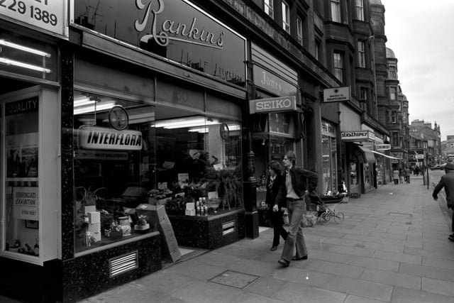 Exterior of the Tollcross branch of Rankins' florist shop in Home Street Edinburgh, September 1978.