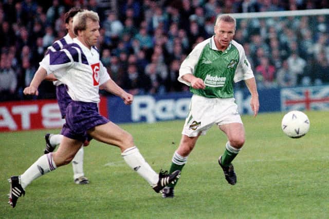 Playing for Hibs in Europe against Anderlecht