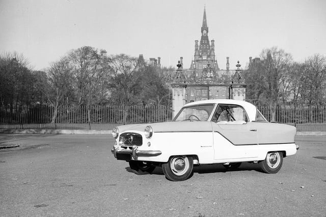An Austin Metropolitan car outside Fettes College in November 1957.