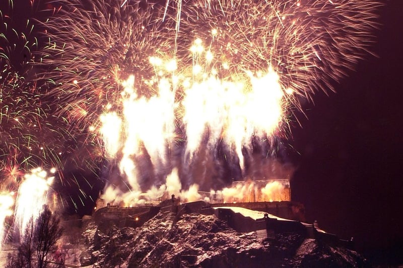 Edinburgh bids farewell to the year 2000 in style with a fireworks display over Edinburgh Castle.