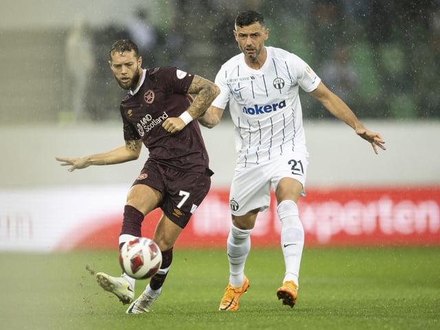 Jorge Grant plays a pass under pressure from Zurich's Blerim Dzemaili
