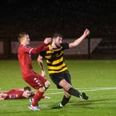 Jordan MaCrae scoring for Brora in their victory over Camelon in the last round. Picture: SNS