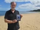 Author Torquil MacLeod on Anita's holiday beach for the launch of the fourth book in the series, Midnight in Malmo