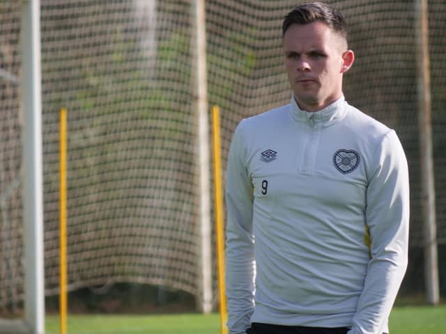 Lawrence Shankland in training at the resort Hearts are staying at during their winter camp in La Cala. Picture: Hearts