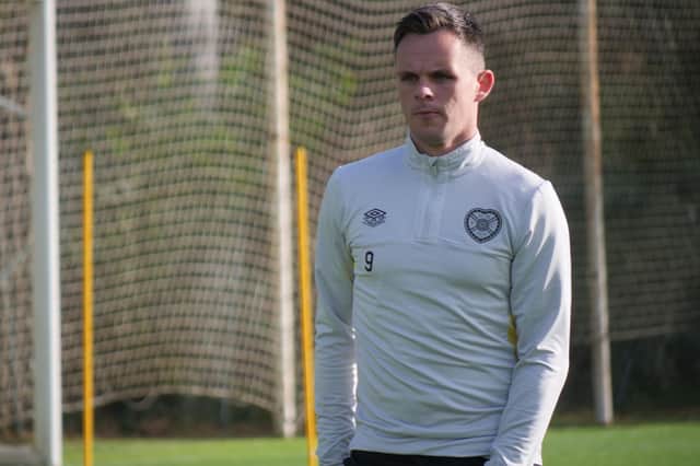 Lawrence Shankland in training at the resort Hearts are staying at during their winter camp in La Cala. Picture: Hearts