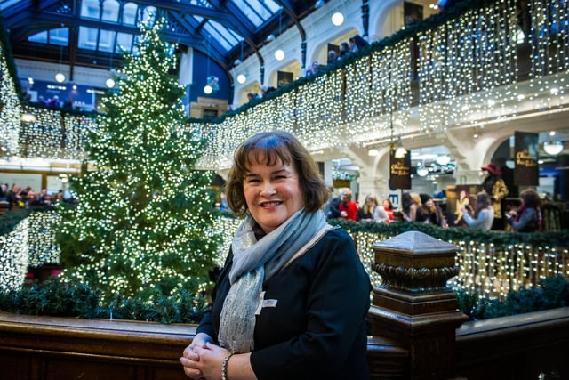Susan Boyle in Jenners to see the tree lights switched on in 2015.