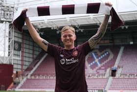 Frankie Kent unveiled as a Hearts player on Monday evening after signing a three-year deal. Picture: HMFC