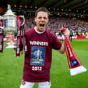 Ian Black celebrates winning the Scottish Cup with Hearts eight years ago today.