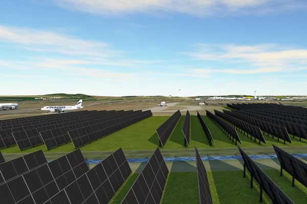 Picture of what the new eleven-acre solar farm will look like at Edinburgh Airport (Photo: Edinburgh Airport).