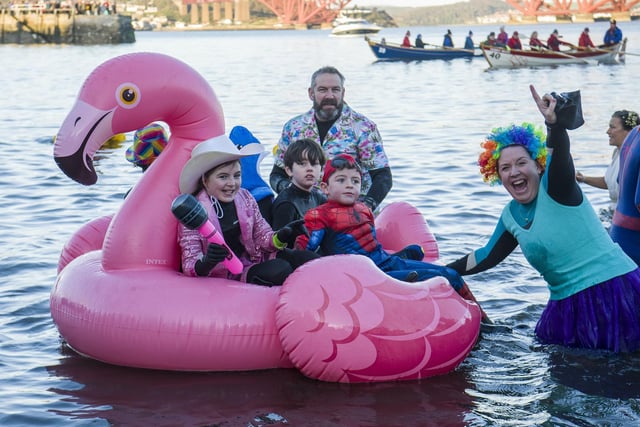 Kids in fancy dress take part in the "Unofficial" Loony Dook