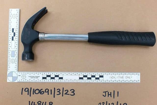 Hammer used by Canlin to bludgeon Nicola Stevenson to death