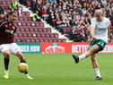 Hearts and Hibs in action during the Edinburgh derby earlier this season.