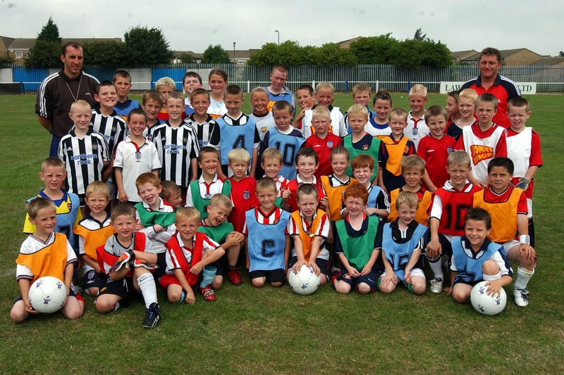 The end of a football summer camp at Harton Welfare Ground in 2003. What a turnout there was but are you pictured?