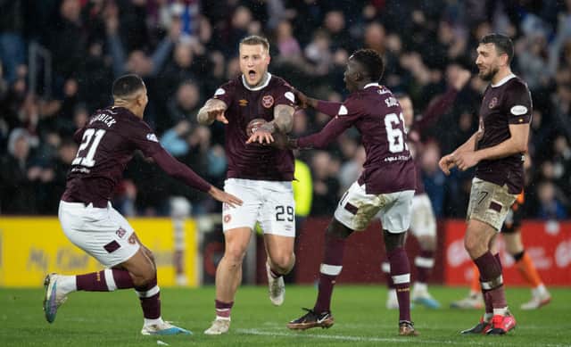 Hearts forward Stephen Humphrys scored an outstanding goal against Dundee United.