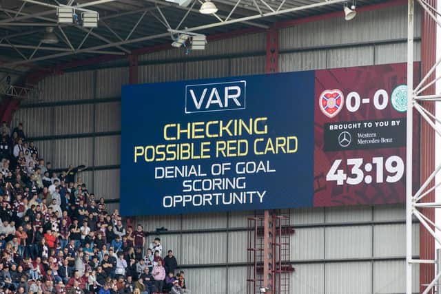 VAR checks for a possible red card
